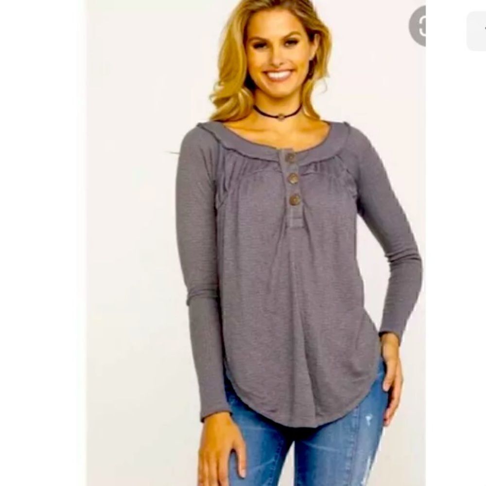 Free People Must Have Henley Long Sleeve Top XS (Runs Big) B915114 We The Free